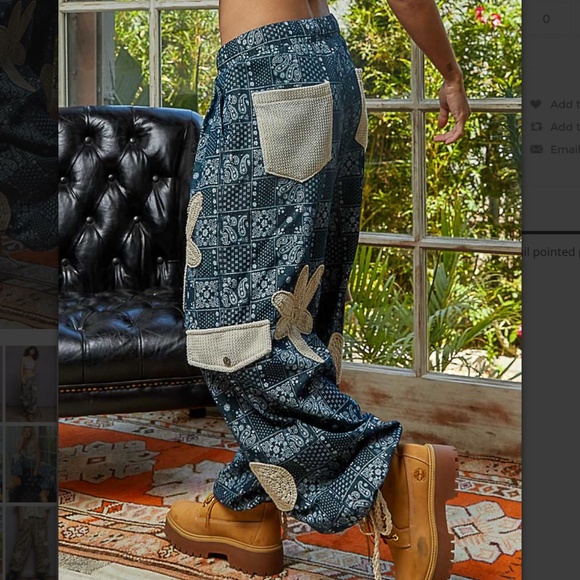 POL “ Green Bay ” POL Cargo Twill Jean Jogger Pants with Crochet Detail 47 - Picture 4 of 8